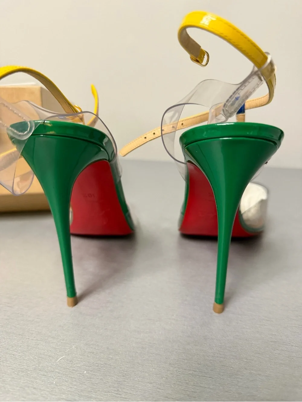 Christian Louboutin Pink Patent PVC T-Strap Pointed Toe Pumps 40.5